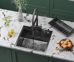 Кухонная мойка 50×50 из нержавейки, графит Roxen